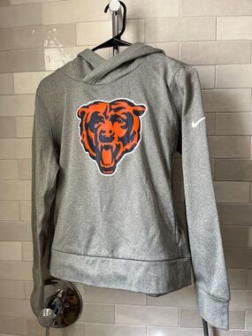 Nike Gray Chicago Bears Pullover Hoodie with Orange Bear Logo